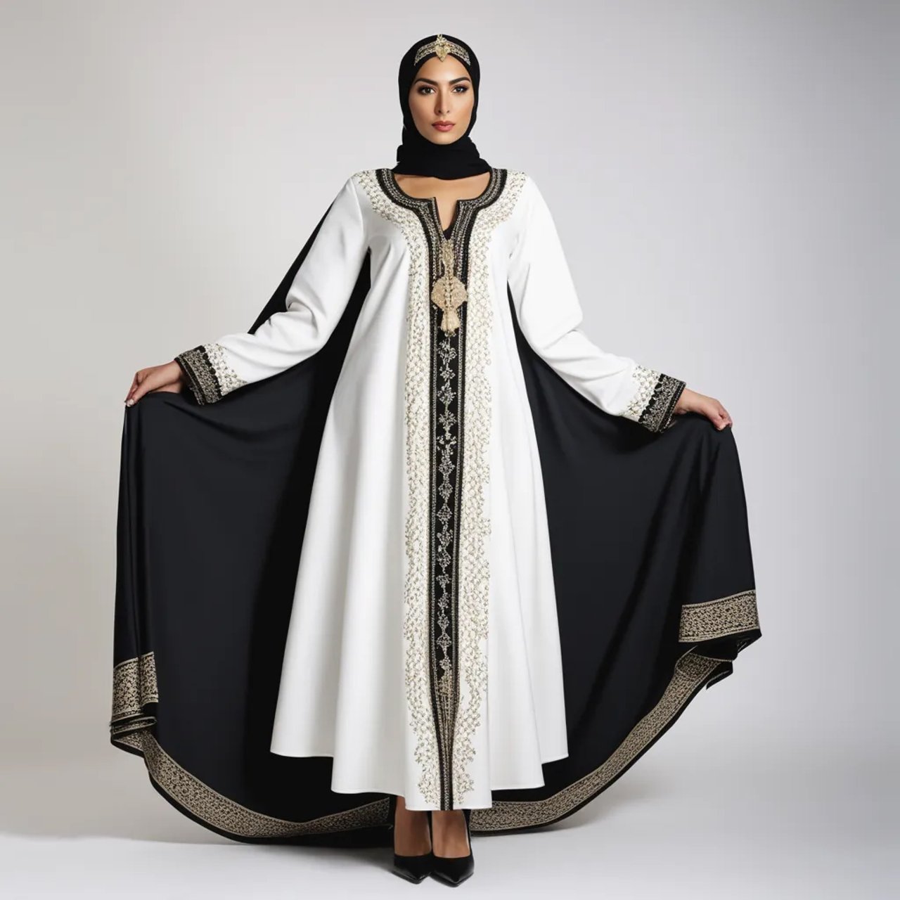 AI fashion clothing design | A Saudi Arabia runway model is